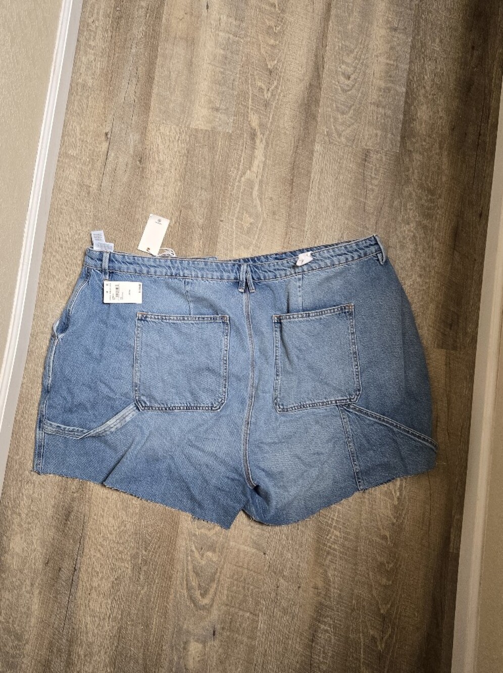 Good American Light Blue Distressed High-Rise Denim Shorts - Picture 2 of 4